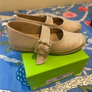 Sam Edelman Maddy Tan Espadrille Flats with Buckle Detail size 8.5